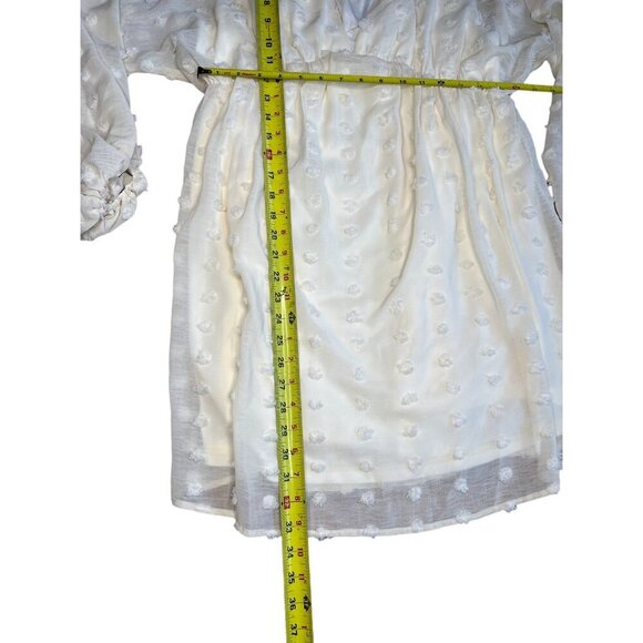 Peach Love California Women's Ivory Textured V-Neck Dress Size M - Picture 4 of 7